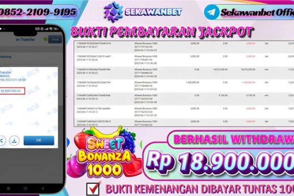 SEKAWANBET JACKPOT SLOT SWEET BONANZA 1000🍭Rp.18.900.000,- LUNAS!!!