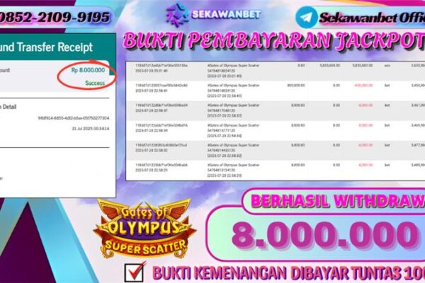 SEKAWANBET JACKPOT SLOT GATES OF OLYMPUS SUPER SCATTER Rp.8.000.000,- LUNAS!!!